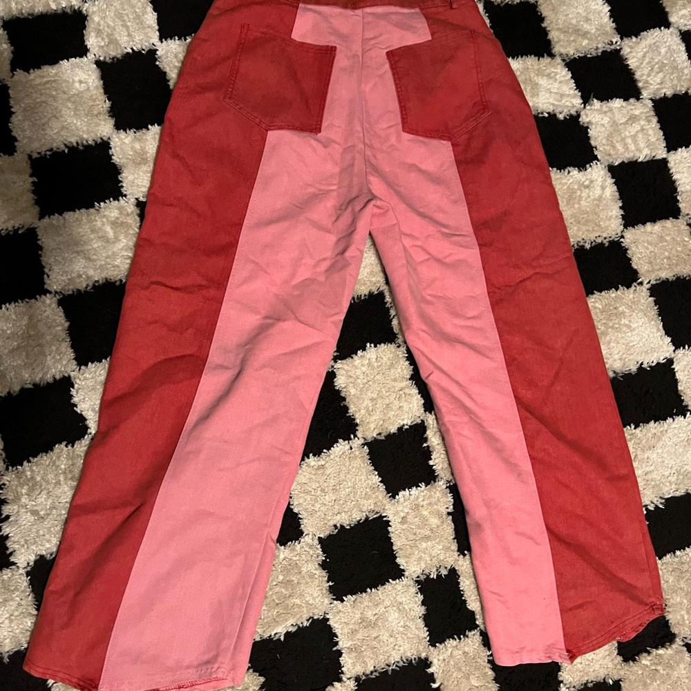 Red and Pink Colorblock Pants
